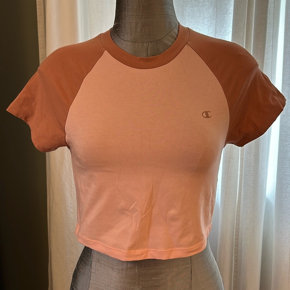 CHAMPION Crop Peach Colorblock Active Top